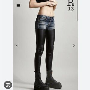 R13 blue jeans with leather chaps